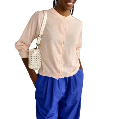 Bellerose Neeta Button Up Crew Sweater Top In Light Rose In Pink