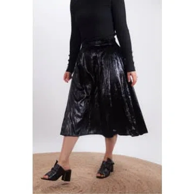 Bellerose Pacifico Black Lurex Skirt In Gray