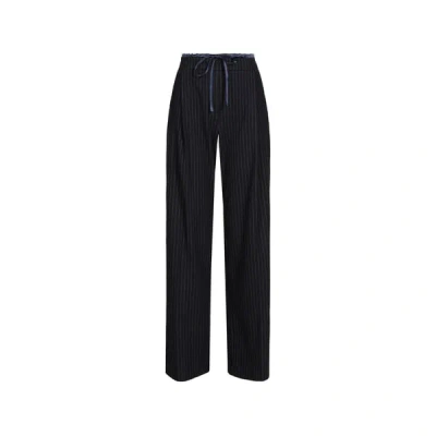 Bellerose Pantalon Ample Rayé In Blue