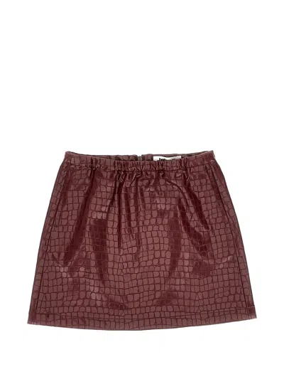 Bellerose Kids' Parise Croc-effect Mini Skirt In Red