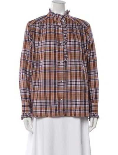 Pre-owned Bellerose Plaid Print Long Sleeve Blouse In Multicolor