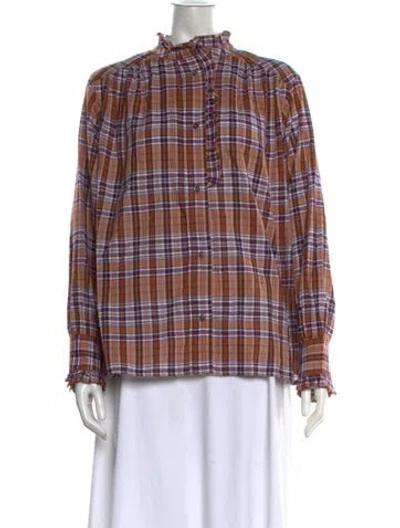 Pre-owned Bellerose Plaid Print Long Sleeve Blouse W/ Tags In Multicolor