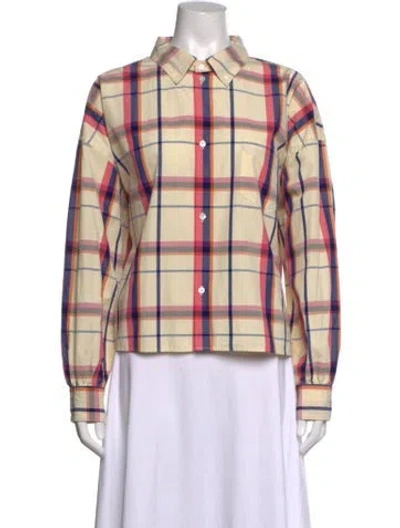 Pre-owned Bellerose Plaid Print Long Sleeve Button-up Top In Multicolor
