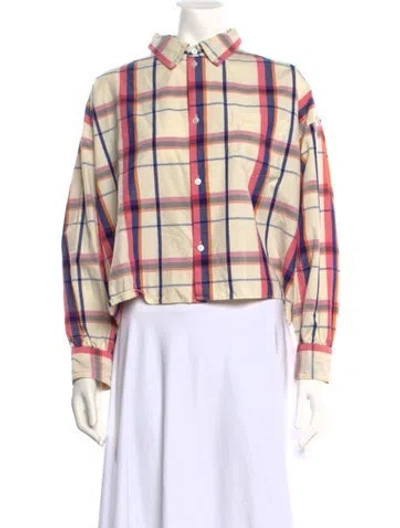 Pre-owned Bellerose Plaid Print Long Sleeve Button-up Top In Multicolor