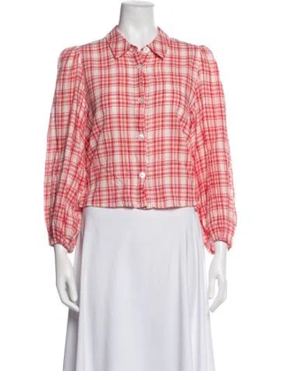 Pre-owned Bellerose Plaid Print Long Sleeve Button-up Top In Pink