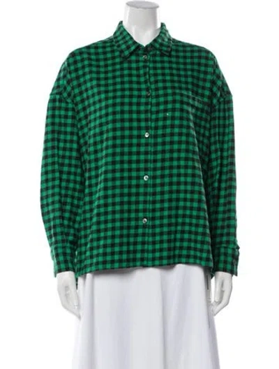 Pre-owned Bellerose Plaid Print Long Sleeve Button-up Top W/ Tags In Green