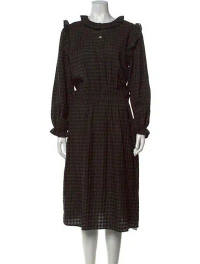 Pre-owned Bellerose Plaid Print Midi Length Dress In Black
