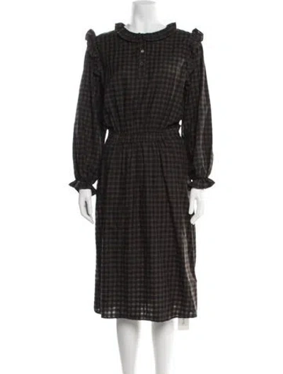 Pre-owned Bellerose Plaid Print Midi Length Dress W/ Tags In Multicolor