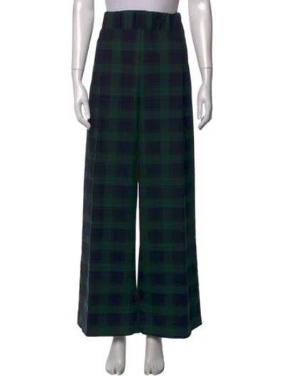 Pre-owned Bellerose Plaid Print Wide Leg Pants In Green