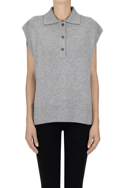 Bellerose Polo Style Gilet In Light Grey