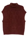 Bellerose Roll-neck Sleeveless Knitted Top In Brown