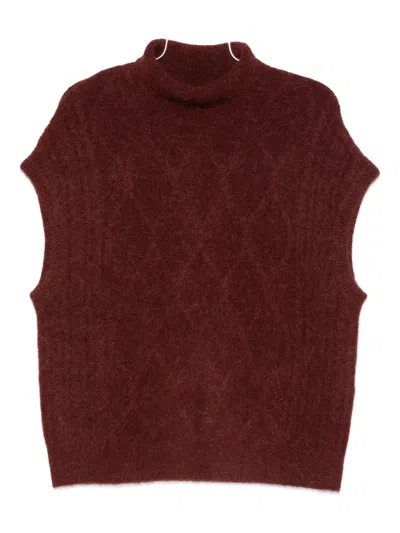 Bellerose Roll-neck Sleeveless Knitted Top In Brown