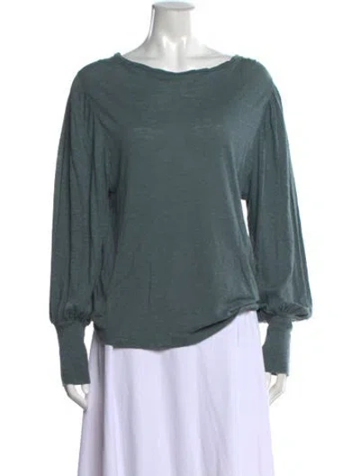 Pre-owned Bellerose Scoop Neck Long Sleeve Top In Green