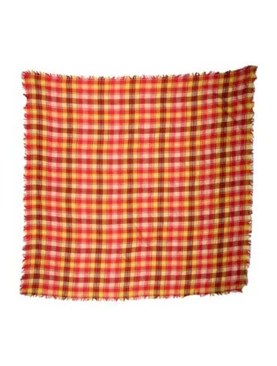 Pre-owned Bellerose Silk Plaid Print Scarf In Orange