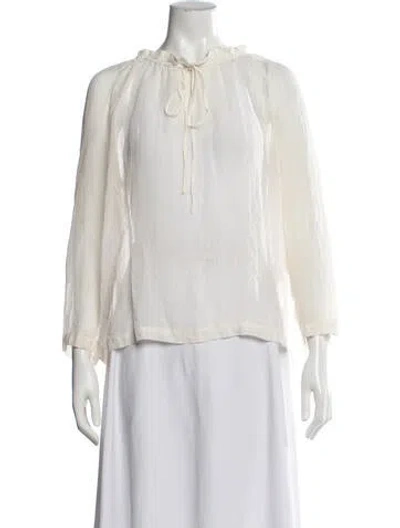 Pre-owned Bellerose Silk Tie Neck Blouse In Neutrals