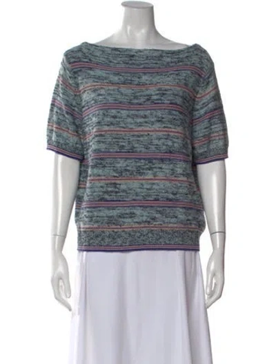 Pre-owned Bellerose Striped Bateau Neckline Sweater W/ Tags In Blue