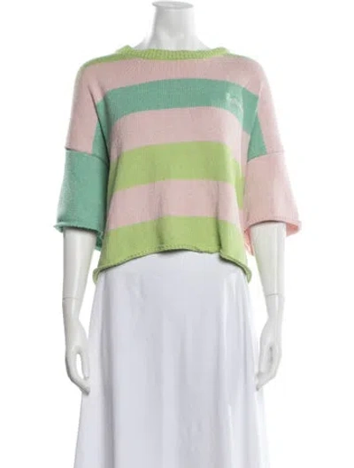 Pre-owned Bellerose Striped Crew Neck Sweater In Green/pink