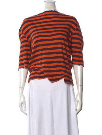 Pre-owned Bellerose Striped Crew Neck Top In Orange