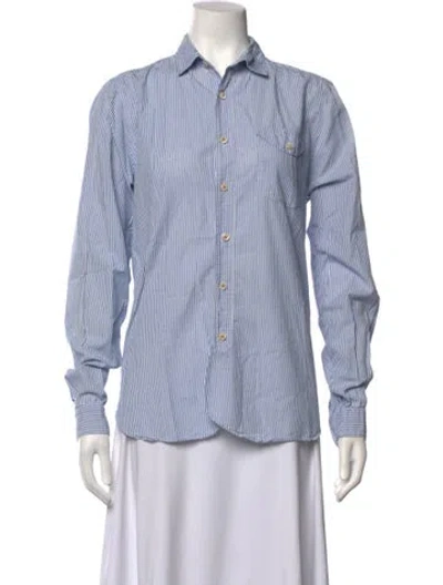 Pre-owned Bellerose Striped Long Sleeve Button-up Top In Blue/white