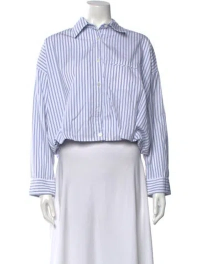 Pre-owned Bellerose Striped Long Sleeve Button-up Top In White