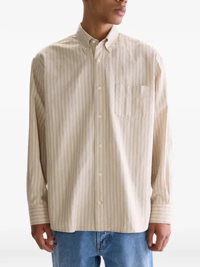 Bellerose Striped Pocket Shirt In Neutral