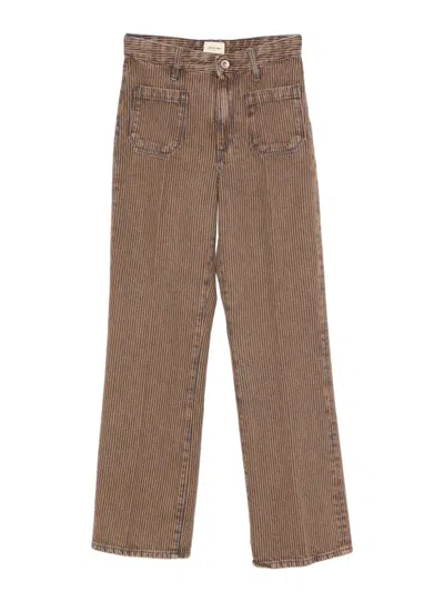 Bellerose Kids' Striped Pocket Trousers In Brown