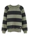 Bellerose Striped Raglan-sleeve Sweatshirt In Green