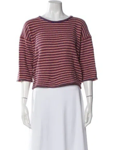 Pre-owned Bellerose Striped Scoop Neck Sweater In White