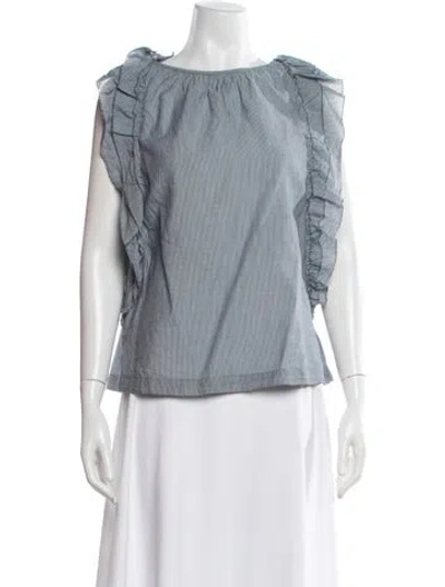 Pre-owned Bellerose Striped Scoop Neck Top In Grey