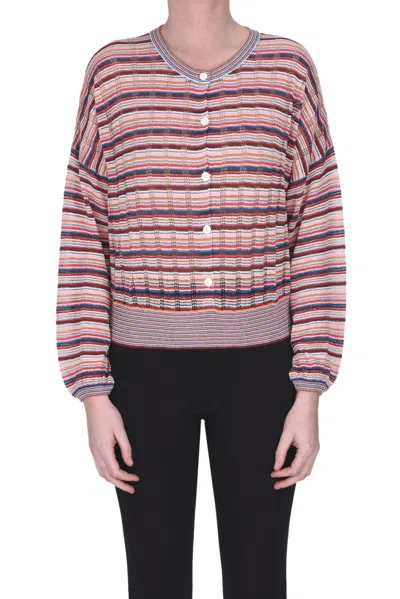 Bellerose Textured Striped Knit Cardigan In Multicoloured