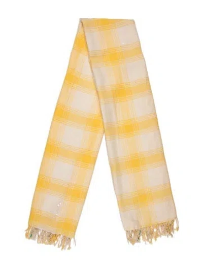 Pre-owned Bellerose Wool Plaid Print Scarf In Yellow