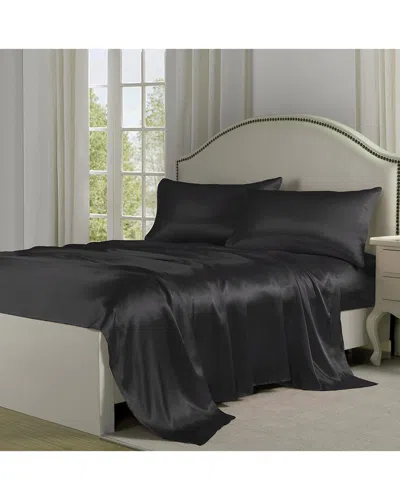 Belles & Whistles Satin Sheet Set In Black