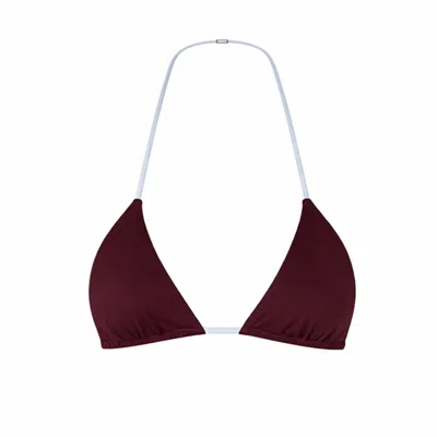 Belletage Swimwear Women's Blue / Brown The Malibu Barbie Reversible Bikini Top In Burgundy