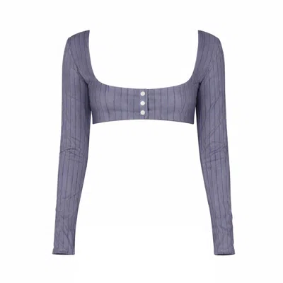 Belletage Swimwear Women's Blue / Grey The Ivy Cropped Mini Blazer Top In Gray