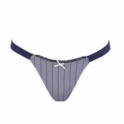 Belletage Swimwear Women's Blue / Grey The Ivy Pinstripe Bikini Bottom In Gray