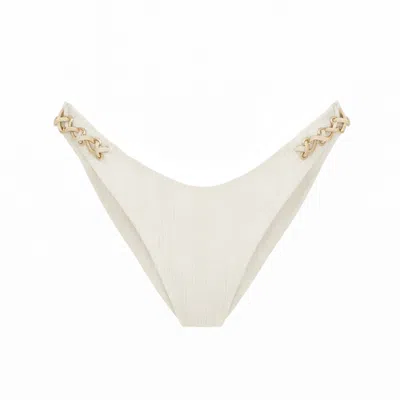 Belletage Swimwear Women's Gold / White The Marina Lace Up Bikini Bottom