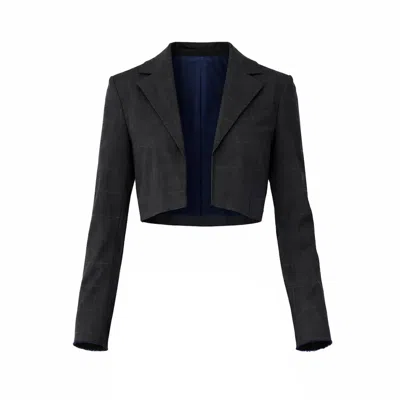 Belletage Swimwear Women's Grey / Blue The Ashley Cropped Mini Blazer Top In Black