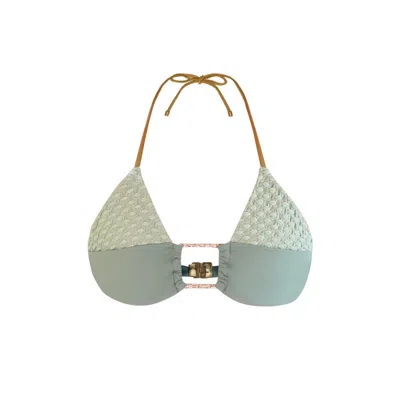 Belletage Swimwear Women's Neutrals / Green The Solaria Dotted Overlay Bikini Top