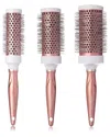 Bellezza 3pc Ionic Ceramic Thermal Brush Set In Pink