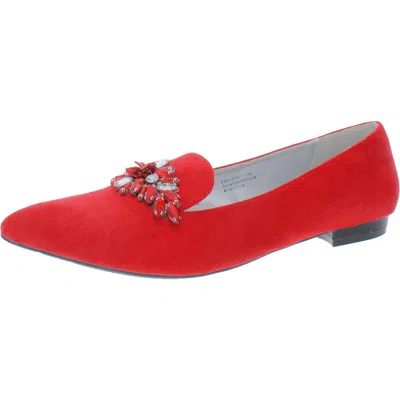 Bellini Fabulous Ii Womens Faux Suede Embellished Loafers In Red