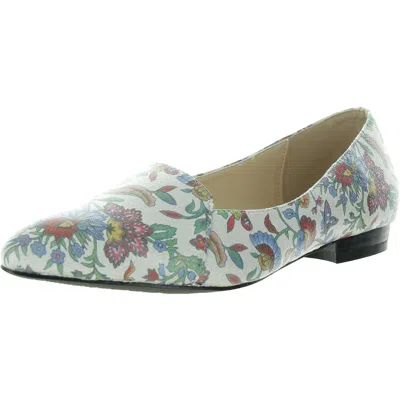 Bellini Flora Flower Womens Faux Leather Slip On Pointed Toe Flats In Multi