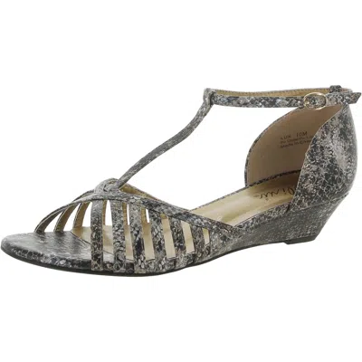 Bellini Lux Womens Faux Leather Embossed Wedge Sandals In Multi