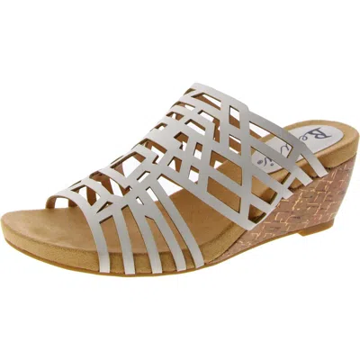 Bellini Pretty Womens Slip On Open Toe Wedge Heels In White