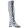 Bellini Remi Boots Women's Silver Crinkle Metallic Pull On Knee High Gal1719 In Silver