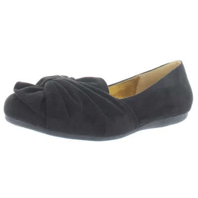 Bellini Snug Womens Faux Suede Ruched Ballet Flats In Black