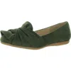 Bellini Snug Womens Faux Suede Ruched Ballet Flats In Green