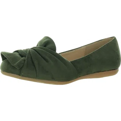 Bellini Snug Womens Faux Suede Ruched Ballet Flats In Green