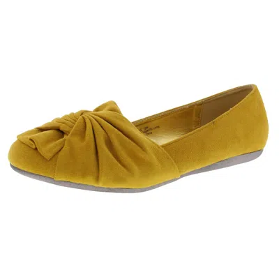 Bellini Snug Womens Faux Suede Ruched Ballet Flats In Yellow