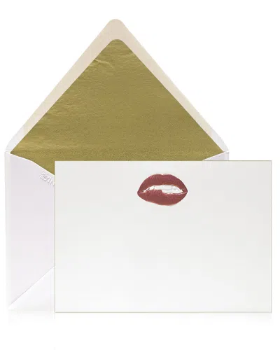 Bell'invito Pucker Lips Stationery Set, Box Of 12 In White