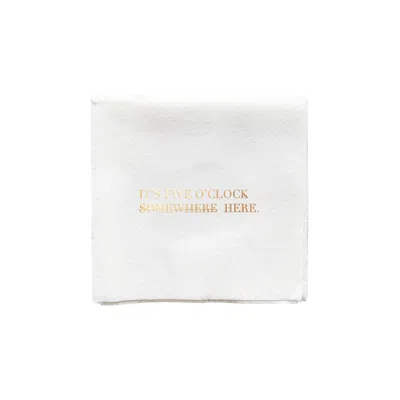 Bell'invito White Five O'clock Here Beverage Napkins